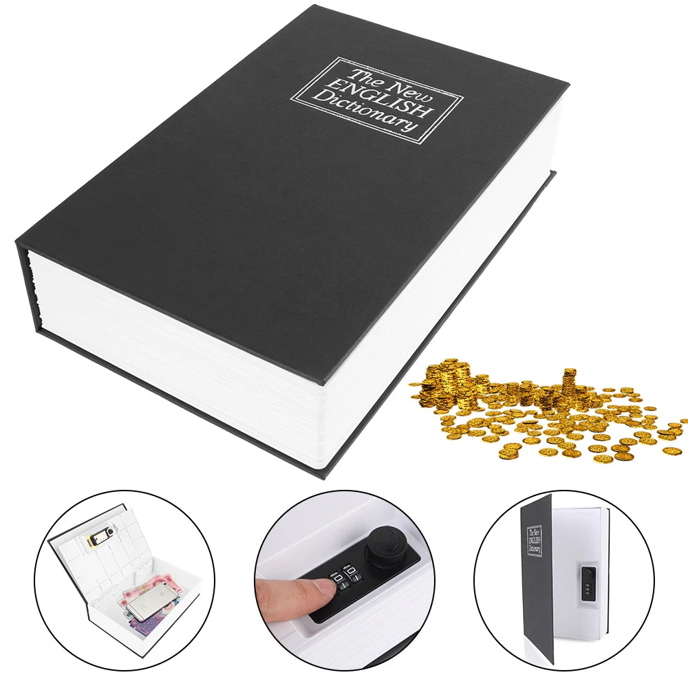 Dictionary-Style Key Storage Safe with Combination Lock for Valuables