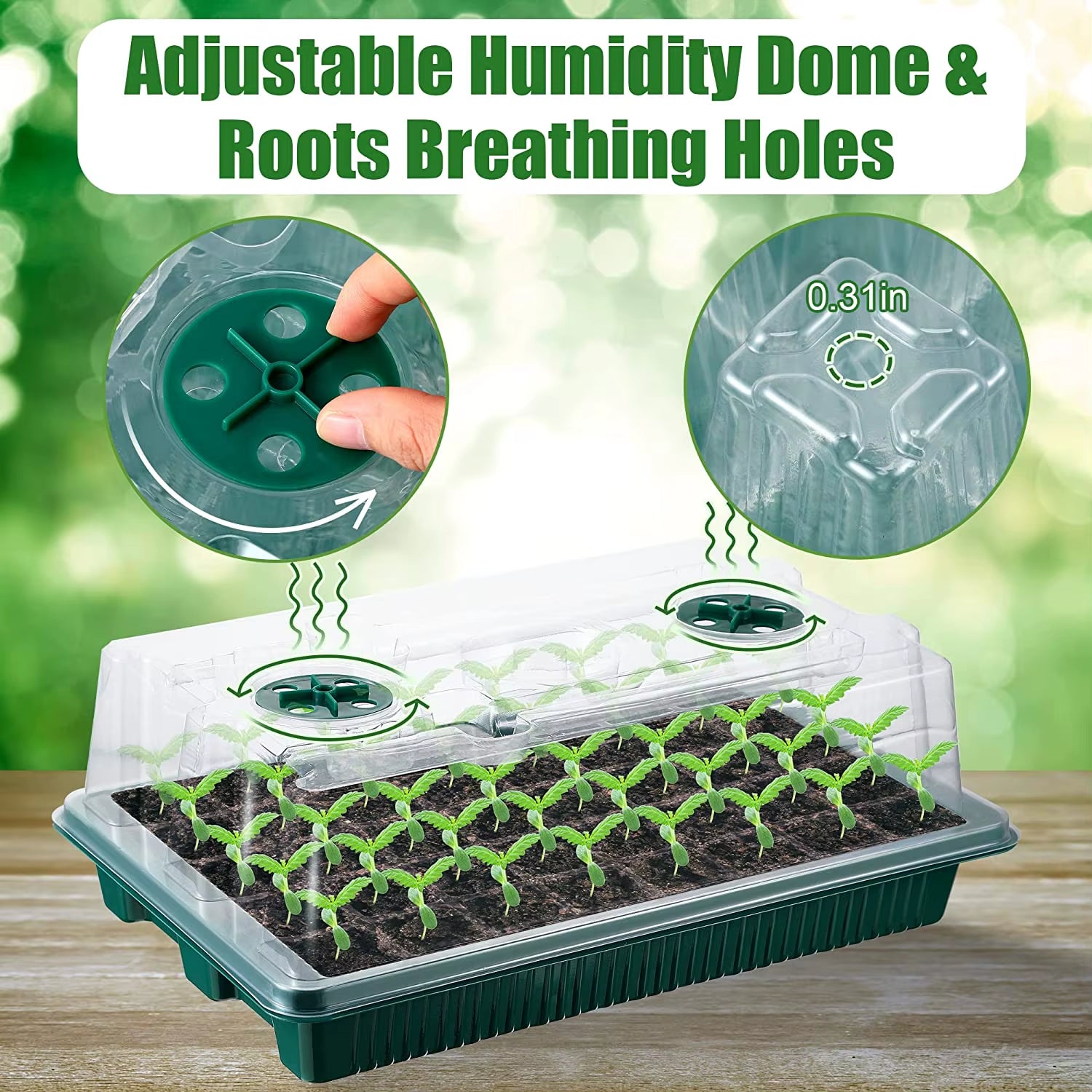Seed Starter Tray Set with High Dome Germination Kit - 80 Cells, 4 LED Grow Lights, Smart Timer, and 3 Modes for Home Gardening (2 Pack)