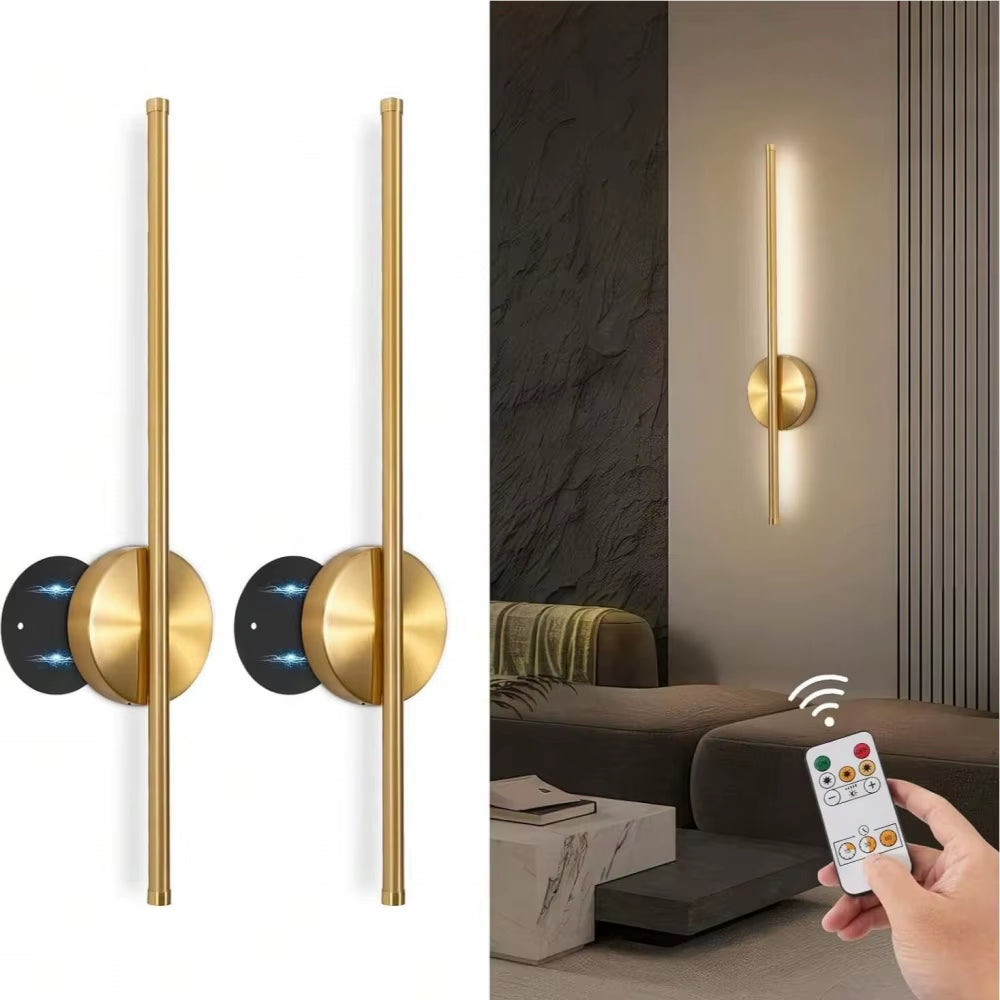 Magnetic Rechargeable 50 LED Wall Lamp in Black and Gold for Living Room, Bedroom, Hallway, Study, Stairwell, and Cloakroom - Wireless Lighting Solution