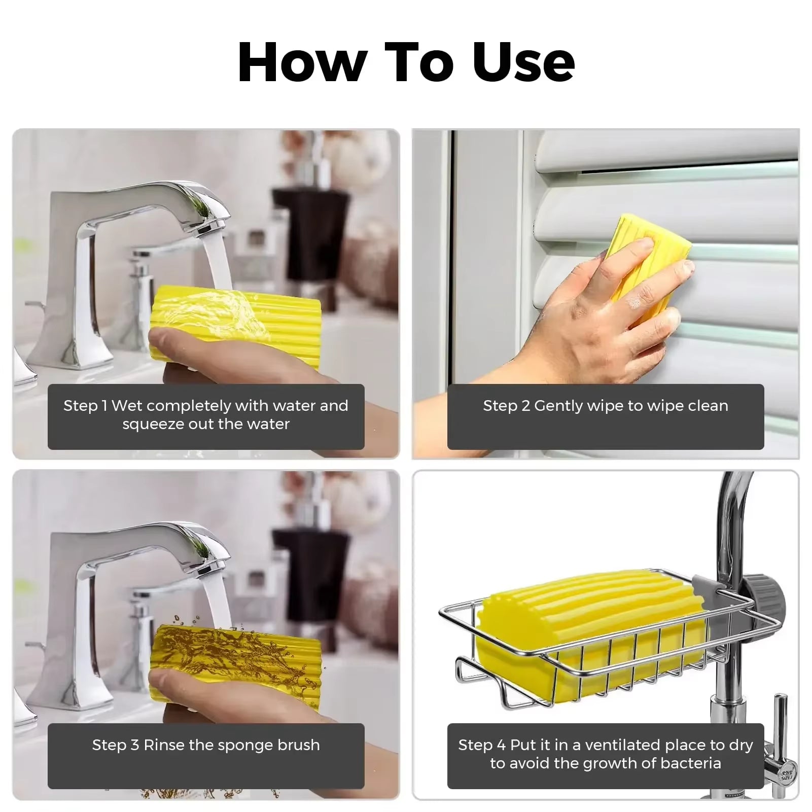 Damp Clean Duster Sponge - Versatile Portable Cleaning Brush for Blinds, Glass, Baseboards, Vents, Railings, Mirrors, and Windows