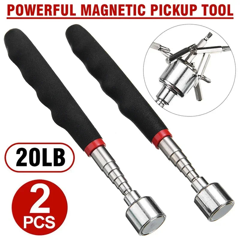 Telescopic Magnetic Iron Retrieval Tool with LED Illumination for Enhanced DIY Applications