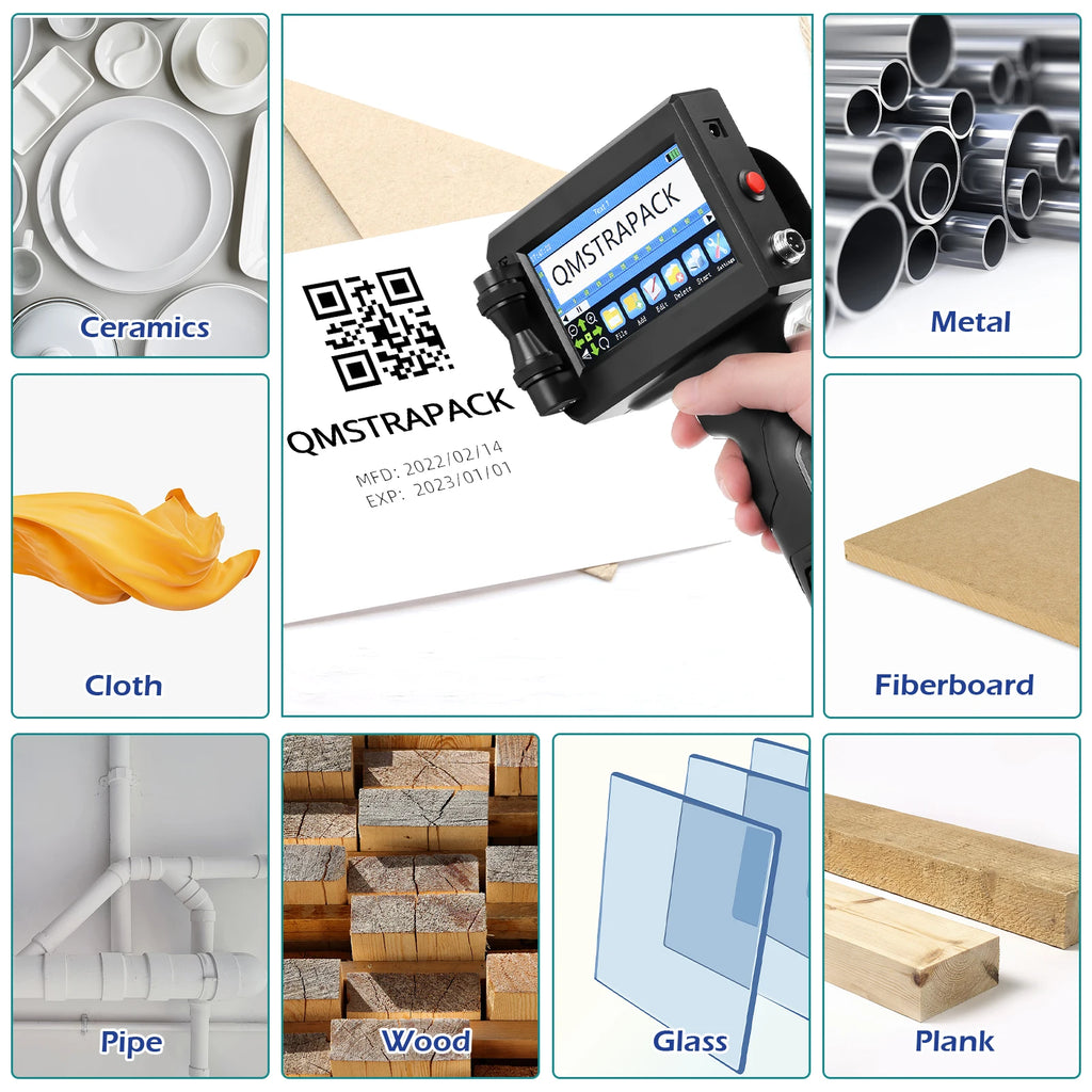 Professional Handheld Inkjet Printer 12.7mm with Fast-Drying Ink for Text, QR Code, Barcode, Batch Number, Logo, and Date Label Printing