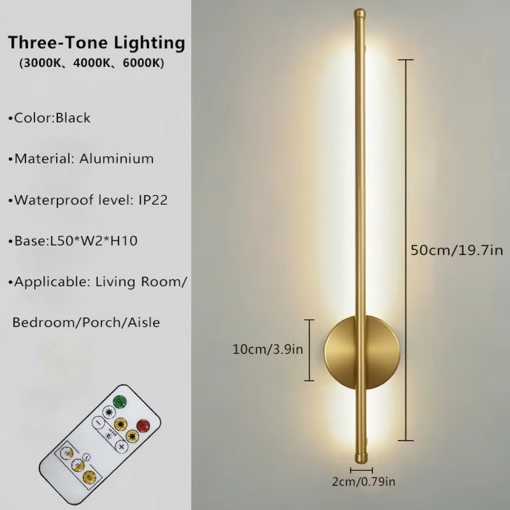 Magnetic Rechargeable 50 LED Wall Lamp in Black and Gold for Living Room, Bedroom, Hallway, Study, Stairwell, and Cloakroom - Wireless Lighting Solution